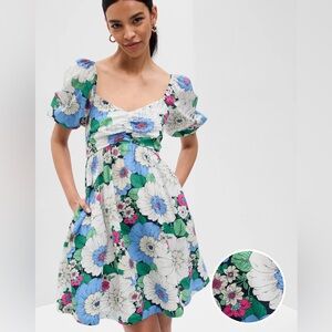 Floral puff sleeve mini dress